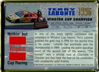 1996 Metallic Impressions Winston Cup Champions #1996 Terry Labonte Back