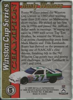 1996 Metallic Impressions Avon All-Time Racing Greatest #5 Rusty Wallace Back