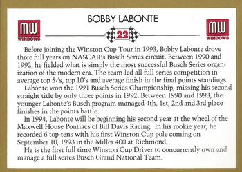 1994 MW Windows #NNO Bobby Labonte Back