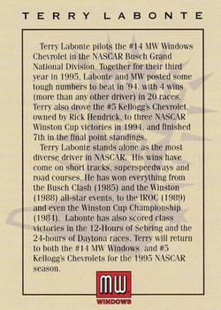 1995 MW Windows Fast Riders #NNO Terry Labonte Back