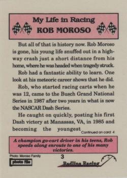 1992 Redline Racing My Life in Racing Rob Moroso #3 Racing Go Karts Back