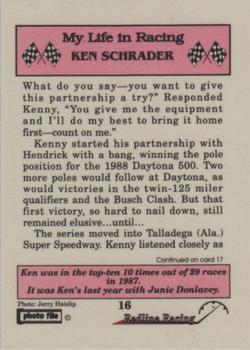 1992 Redline Racing My Life in Racing Ken Schrader #16 Ken Schrader's Car Back