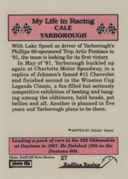 1992 Redline Racing My Life in Racing Cale Yarborough #27 1987 Daytona 500 Back