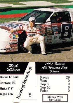 1992 Redline Racing Standups #8 Rick Wilson Back