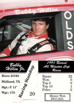 1992 Redline Racing Standups #20 Bobby Hillin Jr. Back