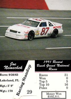 1992 Redline Racing Standups #29 Joe Nemechek Back