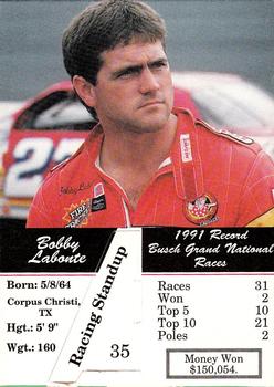1992 Redline Racing Standups #35 Bobby Labonte Back