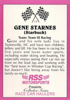1992 RSS Motorsports Race Car Haulers #14 Gene Starnes Back