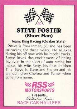 1992 RSS Motorsports Race Car Haulers #20 Steve Foster Back