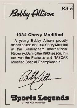 1991 K & M Sports Legends Bobby Allison #BA6 Bobby Allison Back