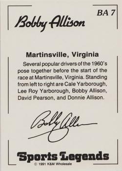 1991 K & M Sports Legends Bobby Allison #BA7 Bobby Allison / David Pearson / Cale Yarborough / LeeRoy Yarbrough / Donnie Allison Back