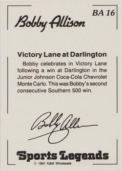 1991 K & M Sports Legends Bobby Allison #BA16 Bobby Allison Back