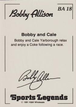 1991 K & M Sports Legends Bobby Allison #BA18 Bobby Allison / Cale Yarborough Back