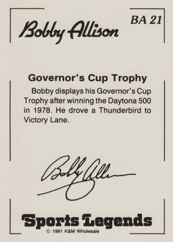 1991 K & M Sports Legends Bobby Allison #BA21 Bobby Allison Back