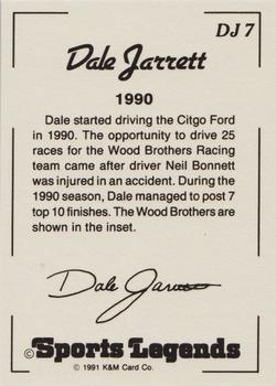1991 K & M Sports Legends Dale Jarrett #DJ7 Dale Jarrett Back