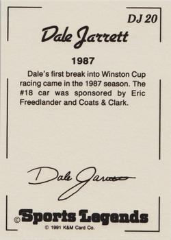 1991 K & M Sports Legends Dale Jarrett #DJ20 Dale Jarrett's car Back