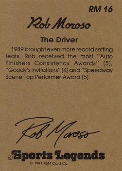 1991 K & M Sports Legends Rob Moroso #RM16 Rob Moroso Back