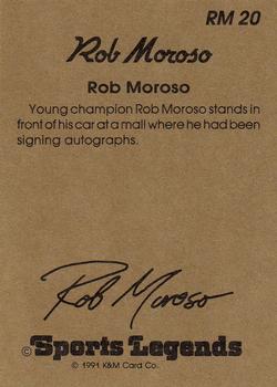 1991 K & M Sports Legends Rob Moroso #RM20 Rob Moroso Back