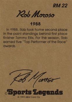 1991 K & M Sports Legends Rob Moroso #RM22 Rob Moroso Back