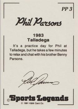 1991 K & M Sports Legends Phil Parsons #PP3 Phil Parsons Back