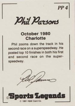 1991 K & M Sports Legends Phil Parsons #PP4 Phil Parsons' car Back