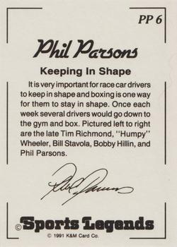 1991 K & M Sports Legends Phil Parsons #PP6 Phil Parsons Back