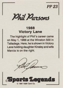 1991 K & M Sports Legends Phil Parsons #PP23 Phil Parsons Back