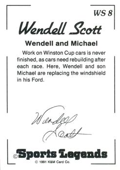 1991 K & M Sports Legends Wendell Scott #WS8 Wendell Scott / Michael Scott Back