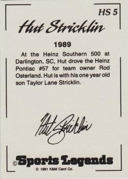 1991 K & M Sports Legends Hut Stricklin #HS5 Hut Stricklin Back