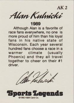 1992 K & M Sports Legends Alan Kulwicki #AK2 Alan Kulwicki Back