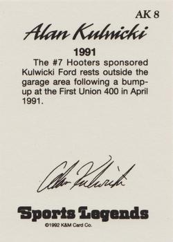 1992 K & M Sports Legends Alan Kulwicki #AK8 Alan Kulwicki's Car Back