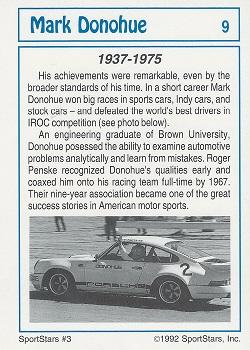 1992 SportStars Racing Collectibles #9 Mark Donohue Back