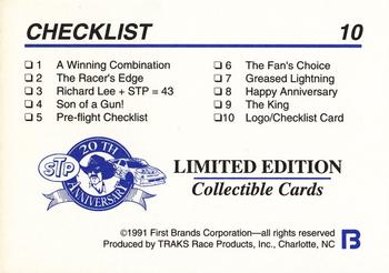 1991 STP Richard Petty #10 STP 20th Anniversary Back