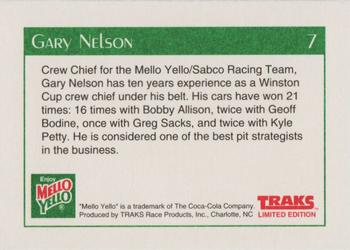 1991 Traks Mello Yello Kyle Petty #7 Gary Nelson Back