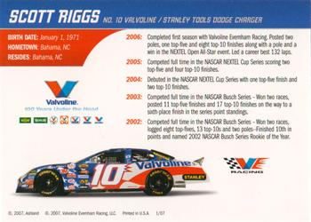 2007 Valvoline Racing #NNO Scott Riggs Back