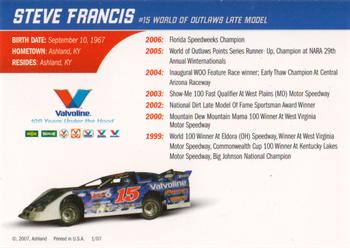 2007 Valvoline Racing #NNO Steve Francis Back