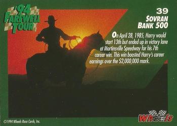 1994 Wheels Harry Gant #39 Sovran Bank 500 Back