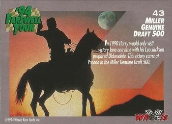 1994 Wheels Harry Gant #43 Miller Genuine Draft 500 Back