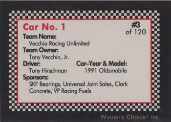 1991 Winner's Choice New England #3 Tony Hirschman's Car Back