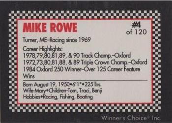 1991 Winner's Choice New England #4 Mike Rowe Back