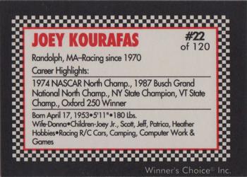 1991 Winner's Choice New England #22 Joey Kourafas Back