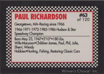 1991 Winner's Choice New England #63 Paul Richardson Back