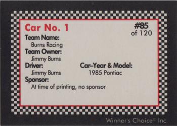 1991 Winner's Choice New England #85 Jimmy Burns' Car Back
