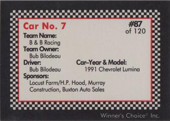 1991 Winner's Choice New England #87 Bub Bilodeau's Car Back
