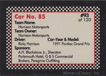 1991 Winner's Choice New England #93 Ricky Harrison's Car Back
