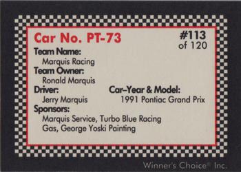1991 Winner's Choice New England #113 Jerry Marquis' Car Back