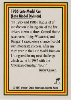 1991 Winner's Choice Ricky Craven #9 Ricky Craven's Car Back