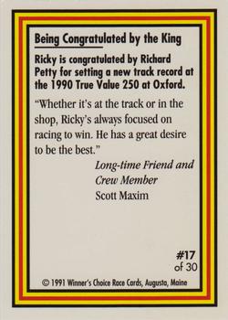 1991 Winner's Choice Ricky Craven #17 Richard Petty/Ricky Craven Back
