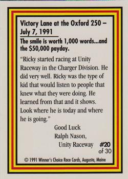 1991 Winner's Choice Ricky Craven #20 Ricky Craven Back