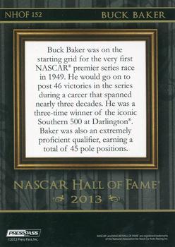 2013 Press Pass - NASCAR Hall of Fame Blue #NHOF 152 Buck Baker Back
